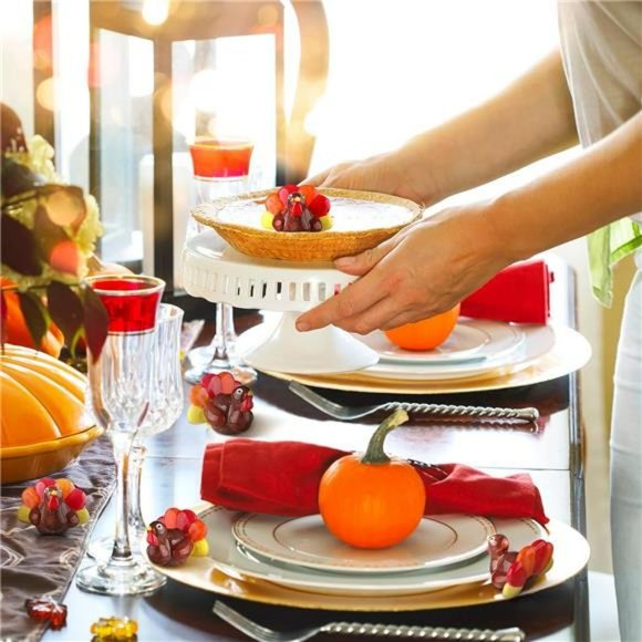 6 Pcs Mini Thanksgiving Turkey Plates Decor Hand Painted Mini Turkey Decor - Picture 4 of 6